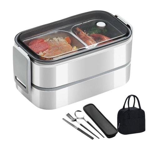 TIMDU Stainless Steel Lunch Box, Large Capacity, Two-Tier, Rice Container, Lunch Jar, Side Dish Container, Insulated, Microwaveable, Office Worker, Va
