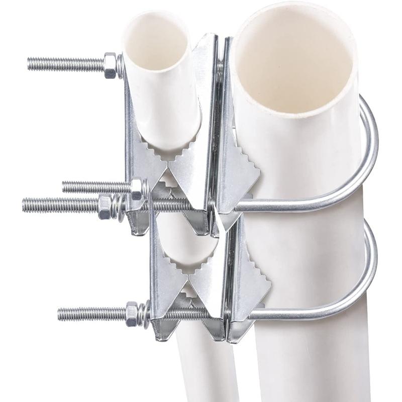 Double Antenna Mast Clamp V-Jaw Bracket U Bolts Pipe Mounting Hardware 2 Sets For Yagi Wifi Antenna, TV Antenna