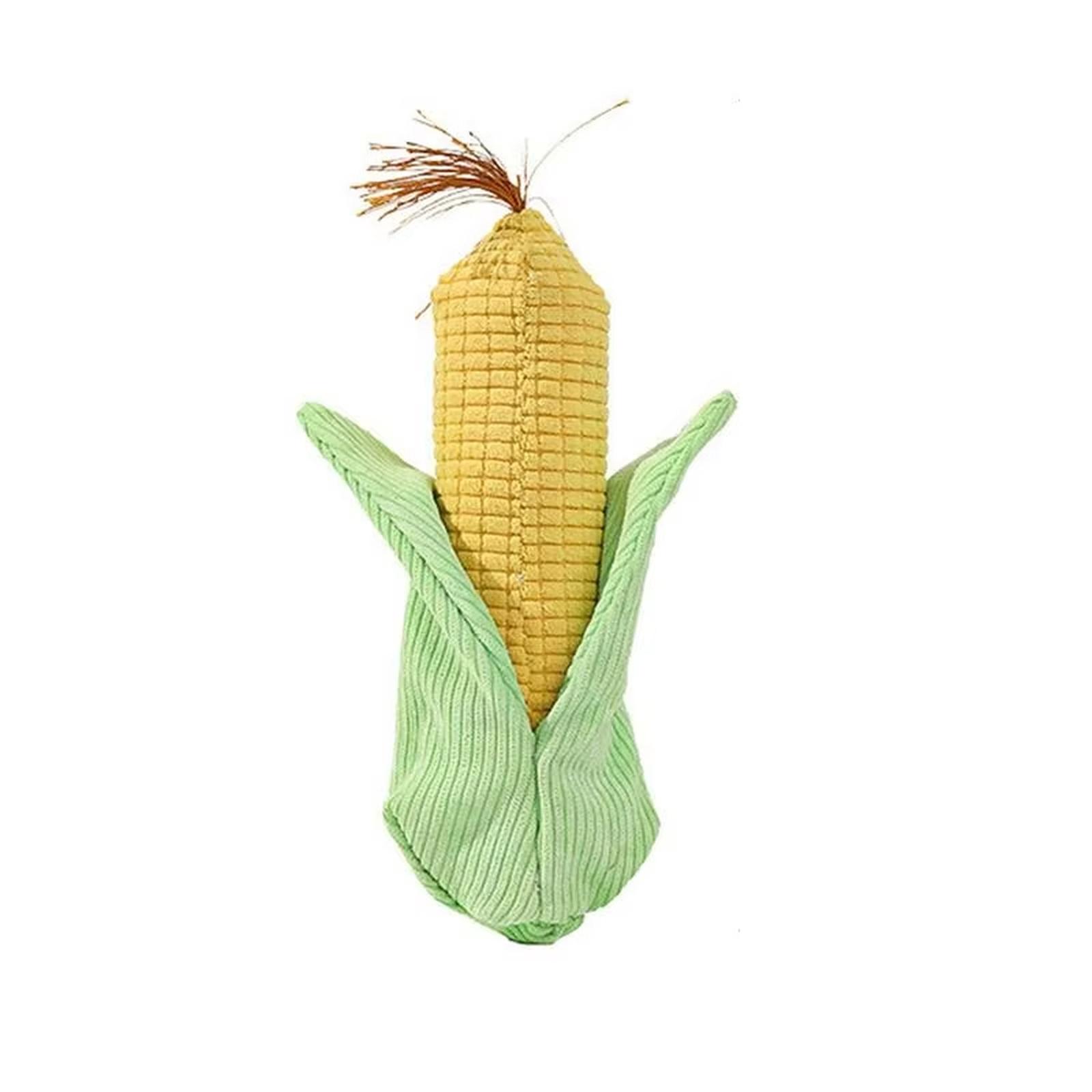 Plush Corn Dog Toy Squeaky Pet Toy for Teeth Grinding and Interactive Play one size жёлтый
