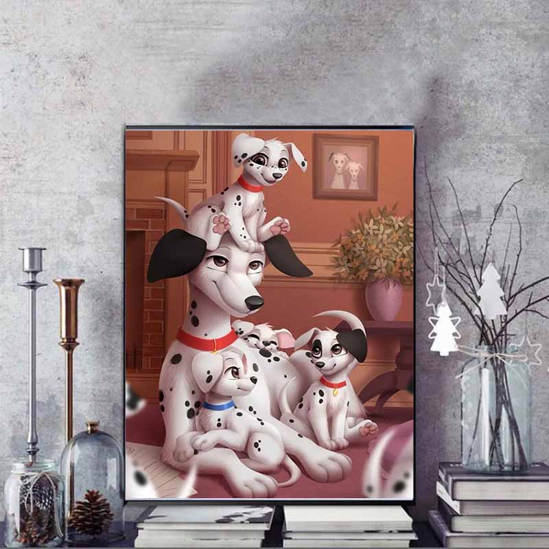 Disney Diamond Painting Loyal Dog Heartwarming Family Illustration Wall Decoration Embroidery Full Diamond Cross stitch, DIY Gift Home Decoration.