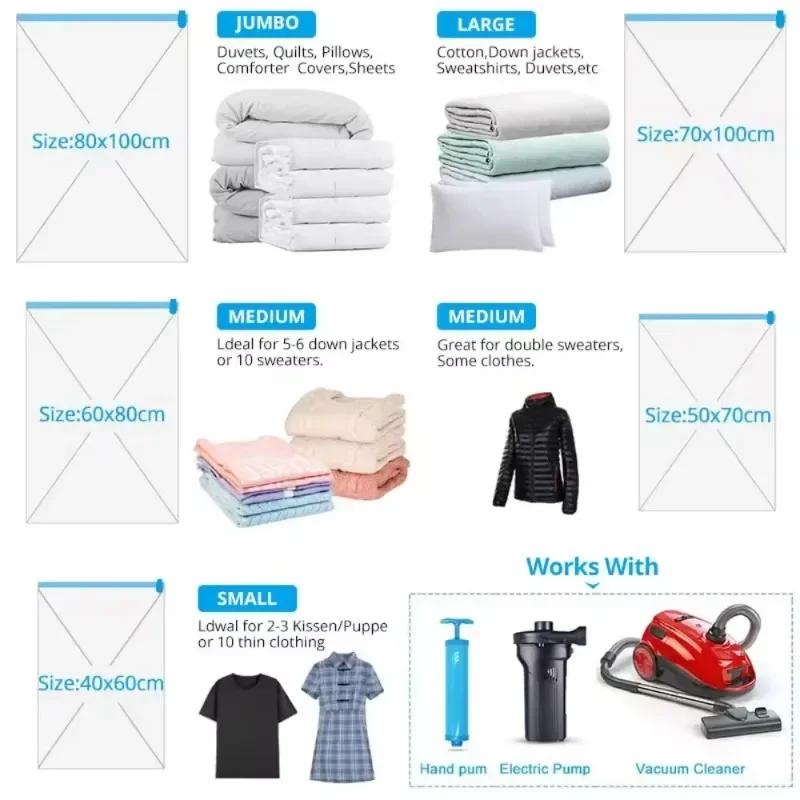 Home Organizer Vacuum Bag for Quilts and Clothes, Waterproof Compression Travel Space - Saving Air Bags