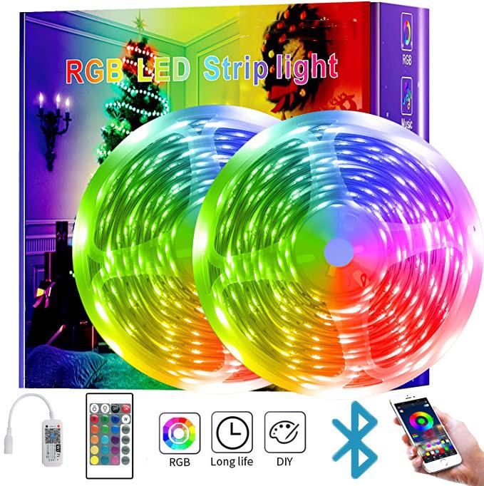 Waterproof 12V LED Light Strip with Alexa Voice Control and 24-Key Remote