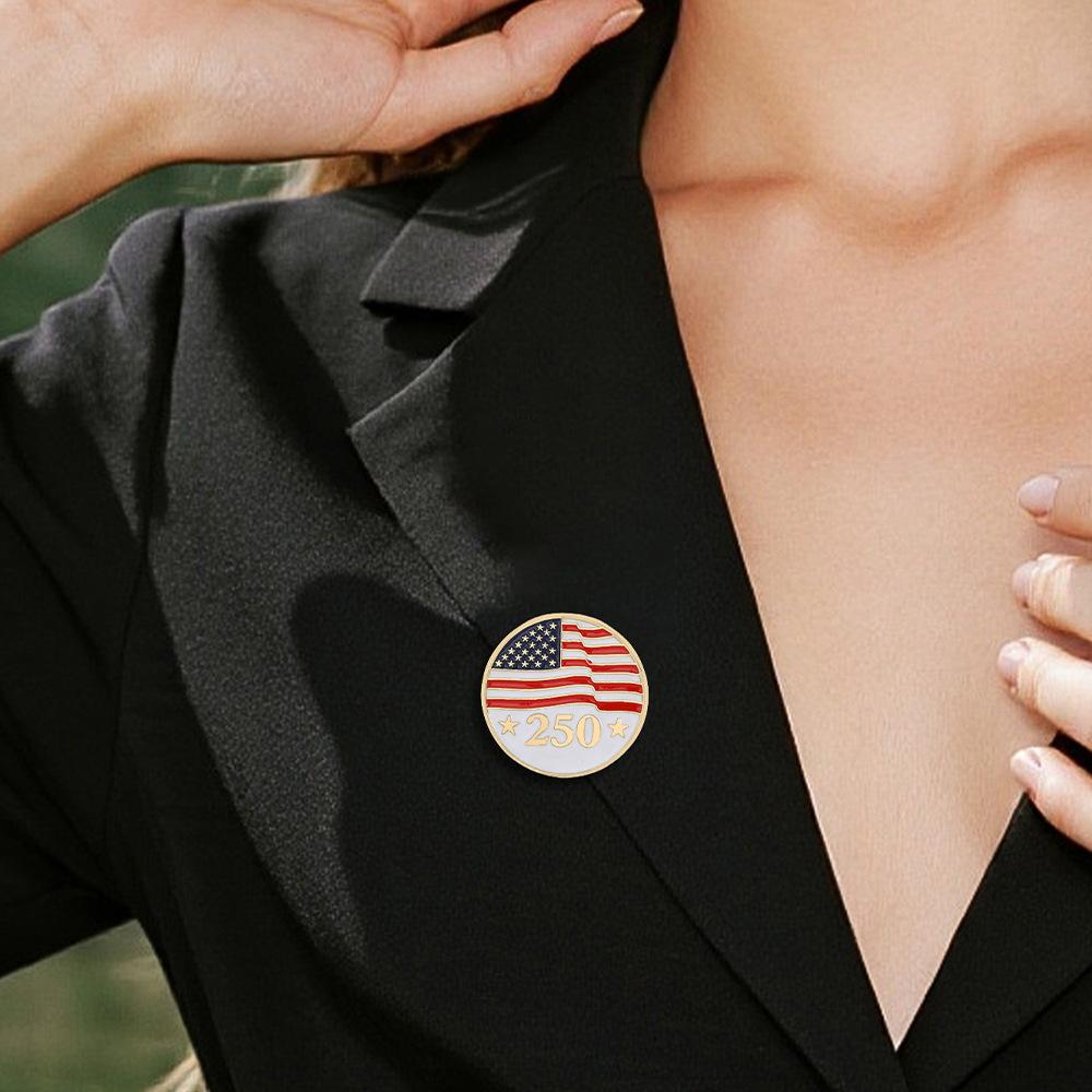 1/4 Stück 2026 US-Nationalfeiertag 250-jähriges Jubiläum Umweltlegierung Drip-Oil-Abzeichen Ehrenbrosche Anzugmantel Schmuckzubehör