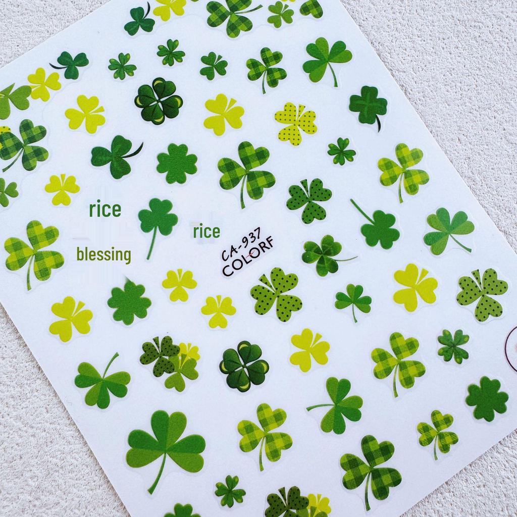CA Nail Art Stickers - St. Patrick's Day Shamrock & Four-Leaf Clover Designs