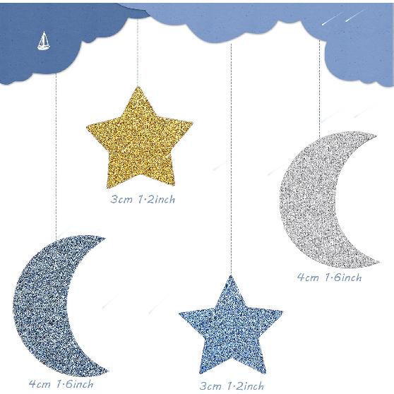 400 Pieces Glitter Star and Moon Paper Confetti Double Side Table Paper Confetti Sequin for Wedding Birthday Baby Shower Moon and Star Party Ramadan