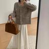 Imitation mink knitted cardigan women's autumn and winter new loose high-end celebrity beaded sweater jacket women