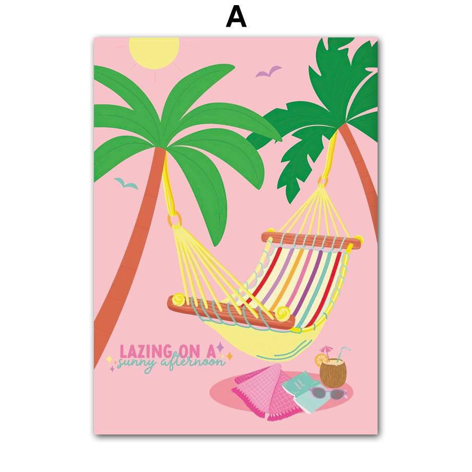 Sea Sun Coconut Tree Cocktail Summer Landscape Wall Art Canvas Painting Posters And Prints Pictures For Living Room Decoration