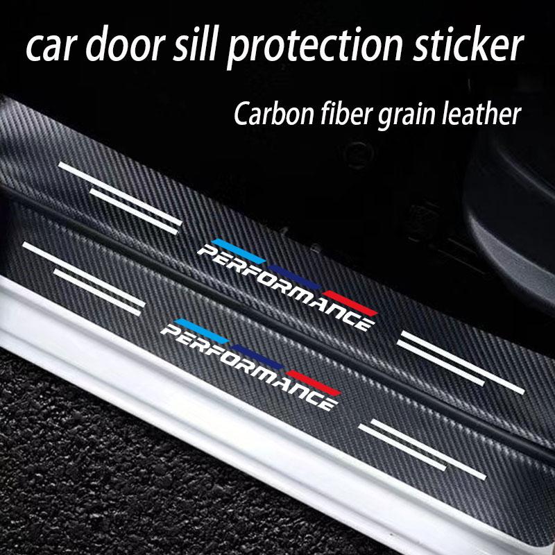 YMDM4 Car Carbon fiber Door Sill Welcome Pedal Stickers For BMW M Performance E46 E90 E60 F10 F30 E39 E36 F20 E87 G30 E92 E91 X5 Serie