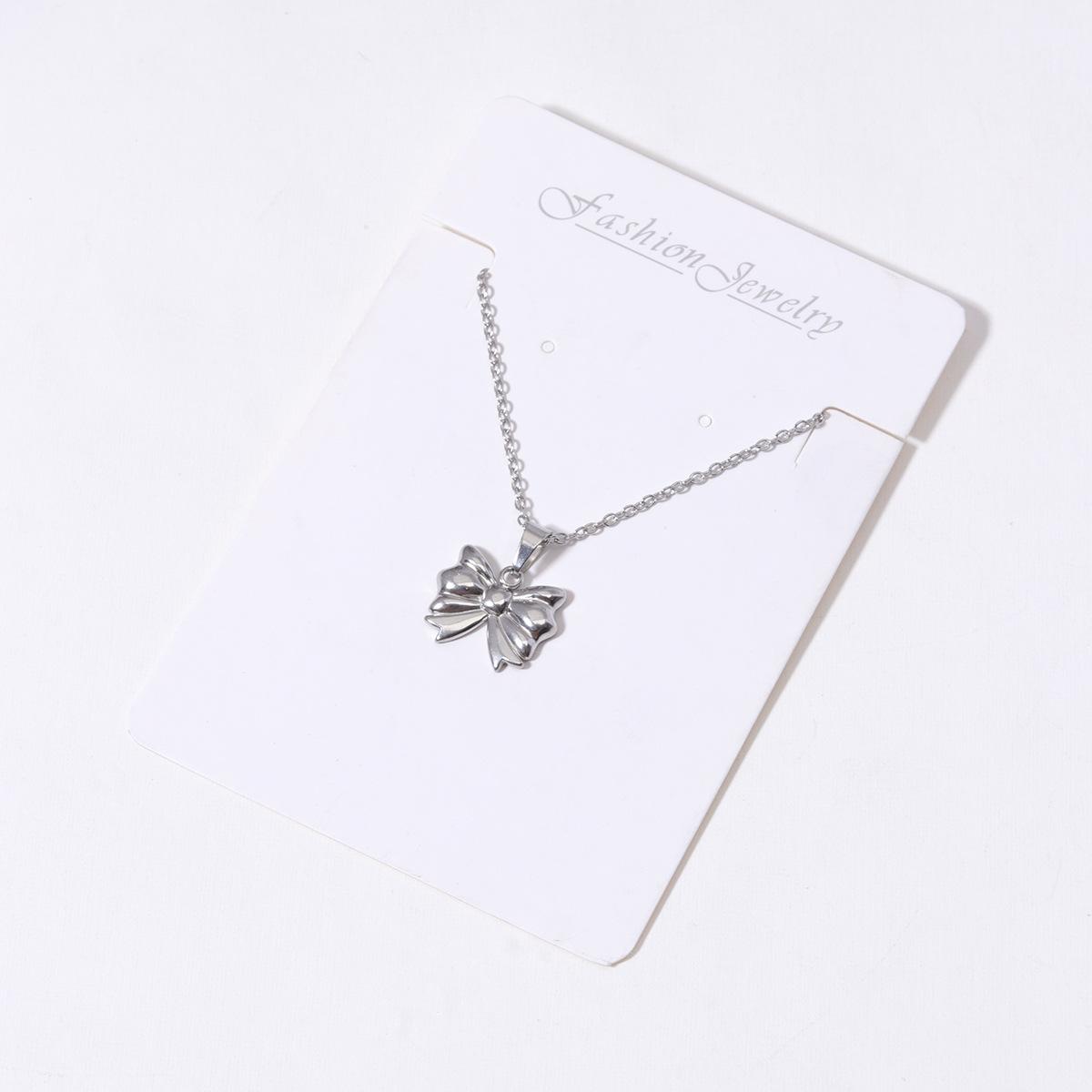Princess on the Run Titanium Steel Bow Necklace – Women’s Durable Stainless Steel Pendant Clavicle Chain