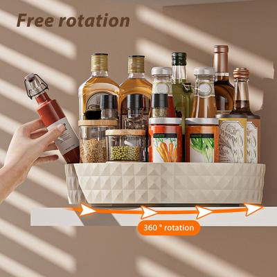Lazy Susan Organizer Turntable Transparent Multi-Purpose Countertop Spice Rack Cosmetic Holder 360-Degree Rotating Storage Tray