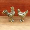 Brass Rooster Statue Vintage Collection Animal Sculpture Lucky Cock Statue Living Room TV Cabinet Figurines Chinese Decorations