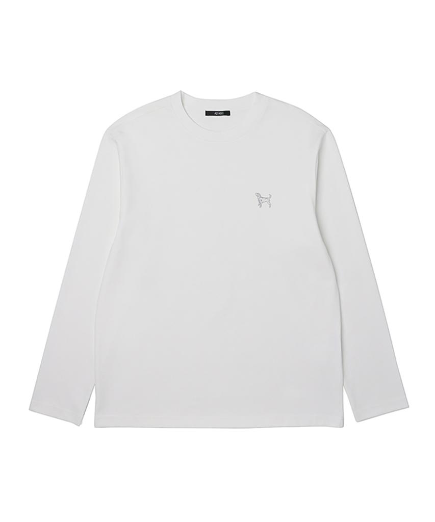 ADHOC Unisex Basic Long Sleeve Crew Neck T-Shirt (O-White) (Ha2Lt92-33)