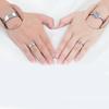 Fashionable Geometric Design Adjustable Couple Rings With Platinum Finish