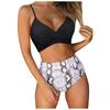 Two Piece Bikini Swimsuit for Women High Waist Bottom with Adjustable Straps and V Neck Top Tie Dye Print Swimwear Set