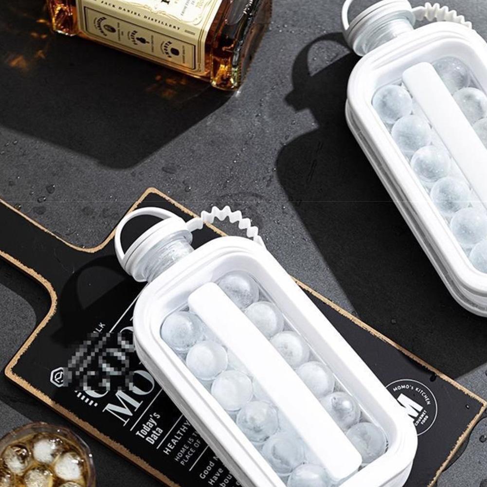 2 In 1 Folding Ice Maker Water Bottle Silicone Ice Cube Tray Ice Grid Mold Kawaii Bottle Camping/Office/Cocktail Essential Kitchen Tools