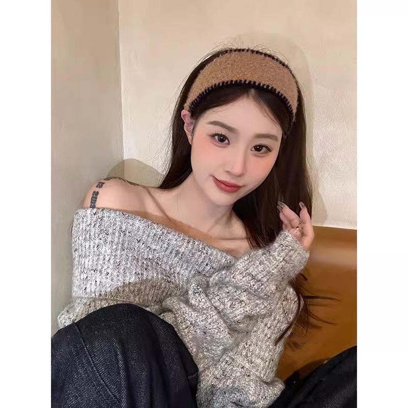 Autumn and Winter Plush Wide-brimmed Hair Band with A High and Elegant Headband On The Top of The Head