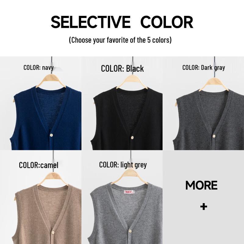 Hengyuanxiang Men's Pure Cashmere V-Neck Vest Sweater