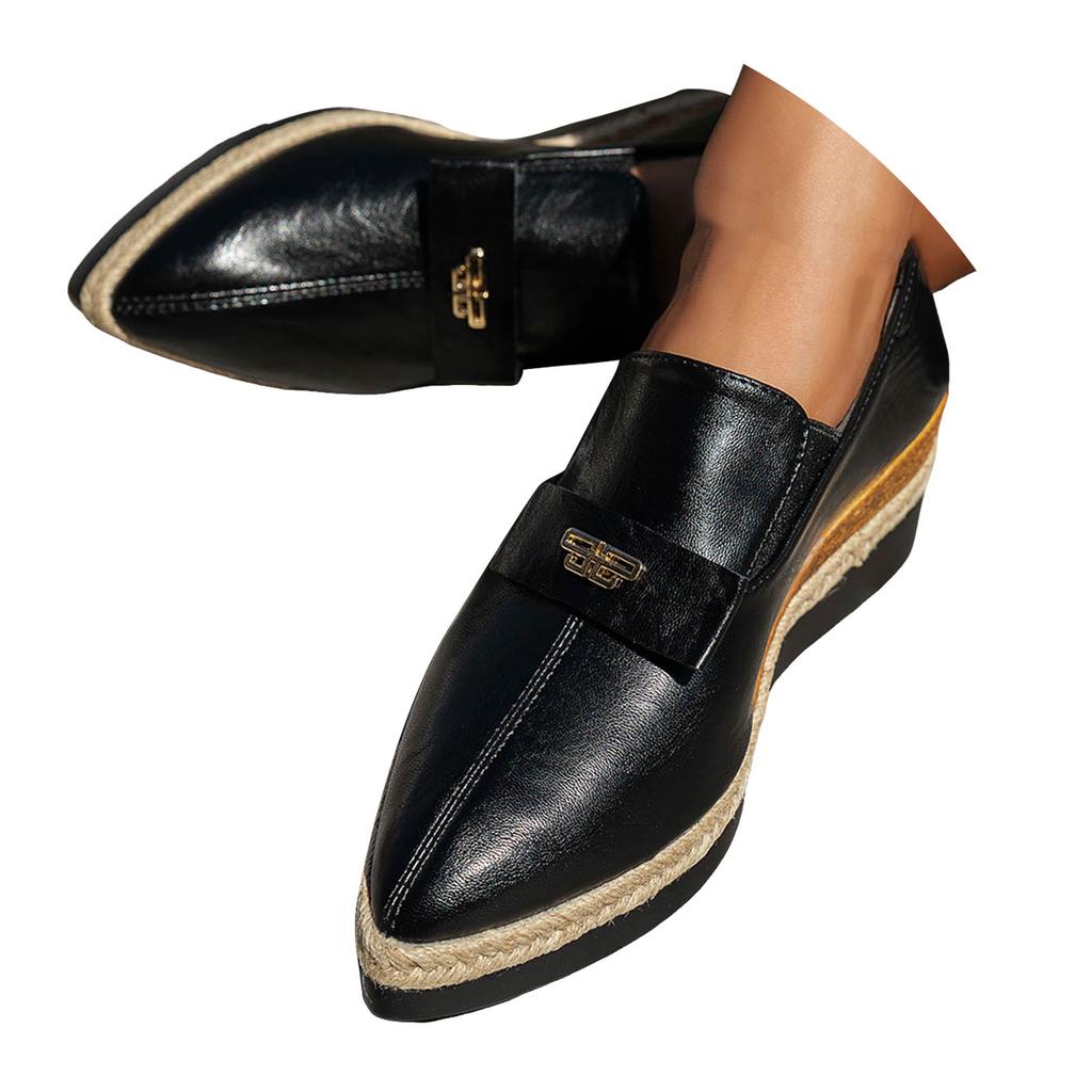 Women's Retro Pointed Toe Wedge Heel Work Shoes Fashionable And Casual Slip For Wearing Outside. Wedge Wide Foot