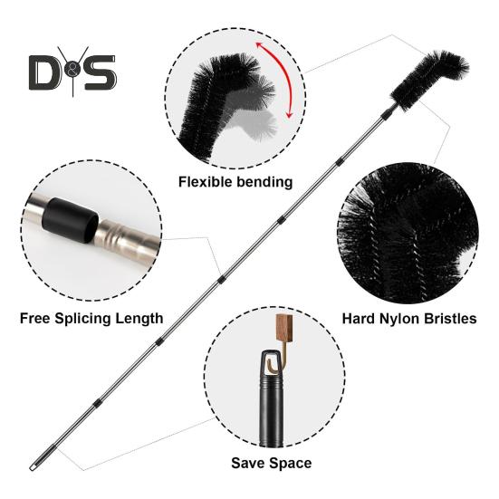 Telescopic Gutter Cleaning Brush Gutter Cleaner Tool with 8 Detachable Telescopic Pole And 2 Cleaning Brushes