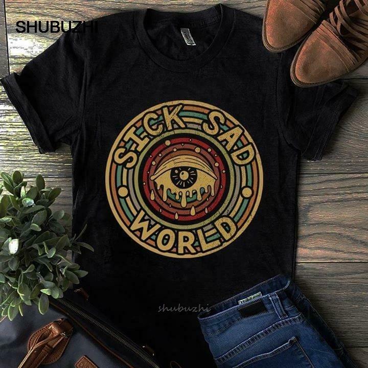 

Sick Sad World Crying Eye Vintage Men Black Tshirt S 4Xl 4XL