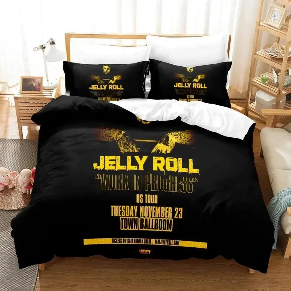3D Print Jelly Roll Rapper Bedding Set Duvet Cover Bed Set Quilt Cover Pillowcase Comforter king Queen Size Boys Adult Bedding