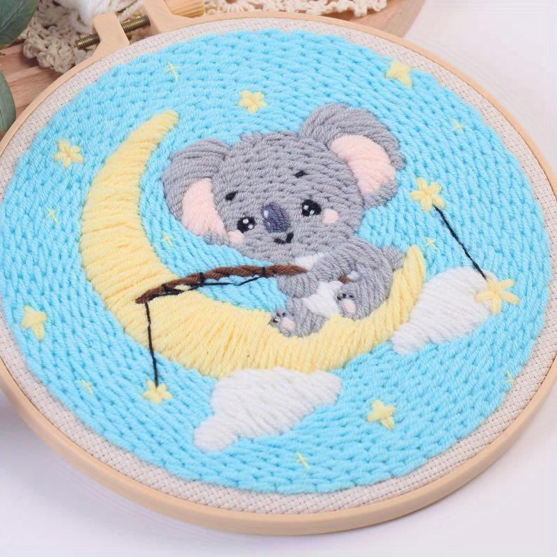 1-piece mouse embroidery DIY punch stitch craft kit (including tools)
