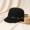 1Pcs Autumn Winter Belt Buckle Equestrian Hat Women'S British Retro Black Knight Show Face Small  Cap