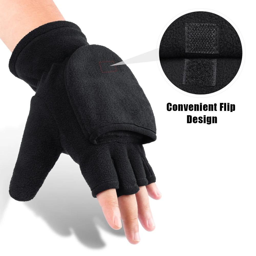 Keep Warm Winter Gloves Windproof Half Finger Flip Gloves Fingerless Convertible Mittens  Women