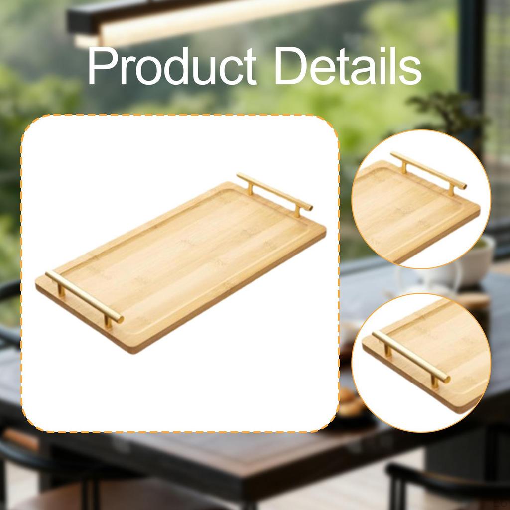 Rectangular Decorative Appetizer Serving Tray with Metal Handles, for Dinner And Desserts.