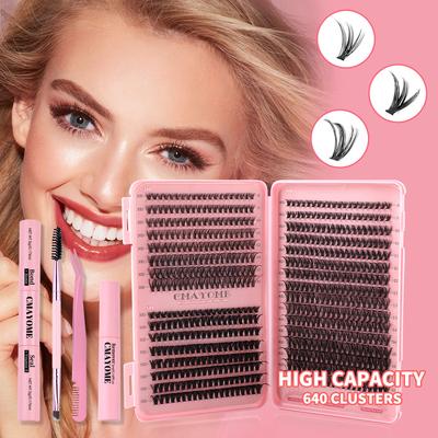 640 Kępek DIY Multi-Włosy Rzęsy Książeczka 30D40D Naturalne Grube D Segmentowy Zestaw Sztucznych Rzęs