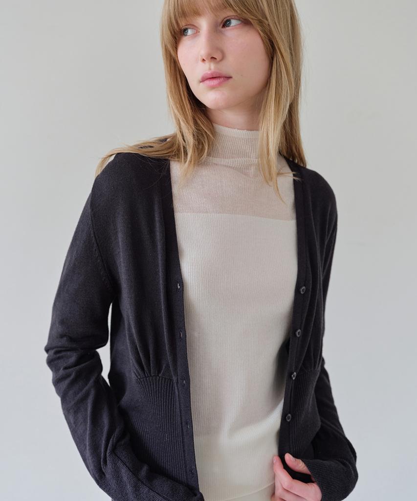 AHWE See-Through Point Mock Neck Knit_White