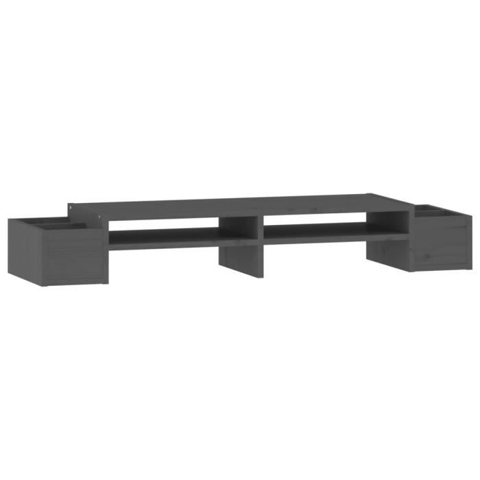 VidaXL Support de moniteur Gris 100x27,5x15 cm Bois de pin solide 813971