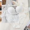 European & American Sexy Push-Up Bra Set with Glossy Contrast Straps