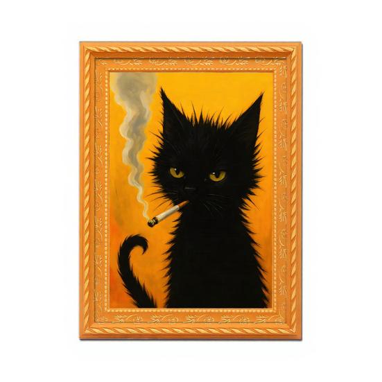 Vintage Cat Fridge Magnet 3D Wooden Frame Cat Refrigerator Magnet Home Kitchen Office Locker Decoration Cat Lover Gift