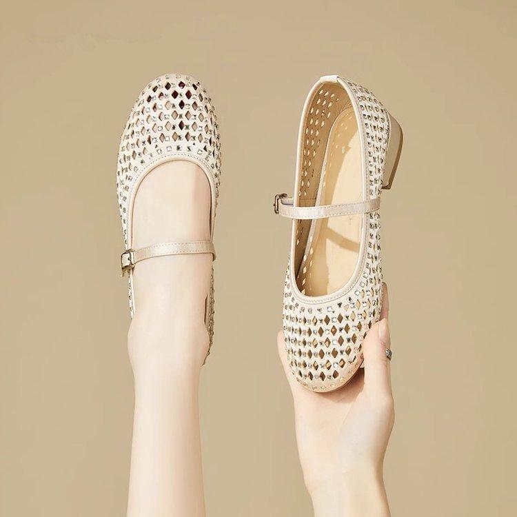 Breathable Hollow Mary Jane Women's Shoes 2025 Summer New Versatile Summer Mother Mesh Shoes Sandals Mesh Shoes Women
