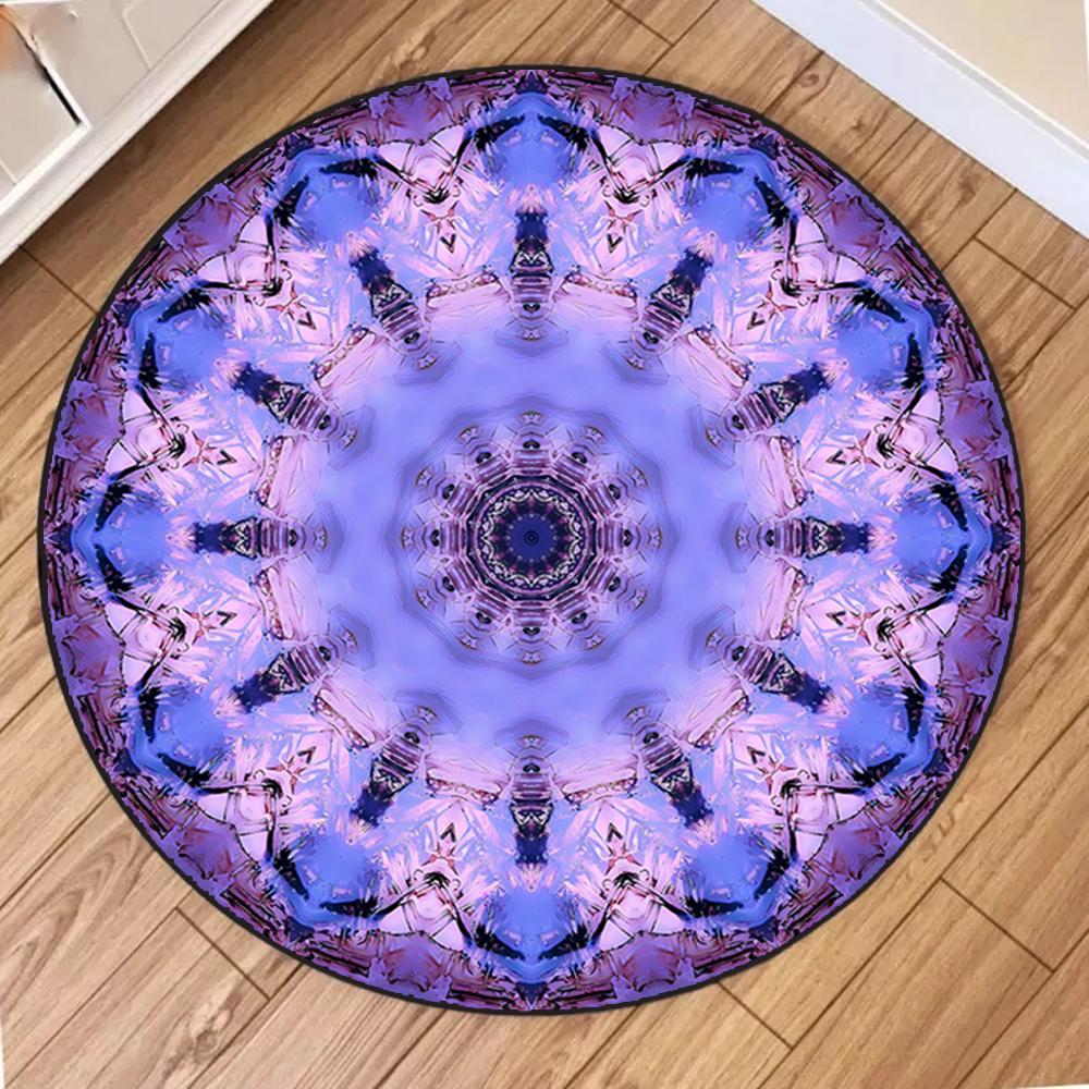 Colorful Mandala Printed Yoga Round Rug Girls Living Room Sofa Rug Home Bedroom Bedside Soft Rug Coffee Table Mat Reading Use