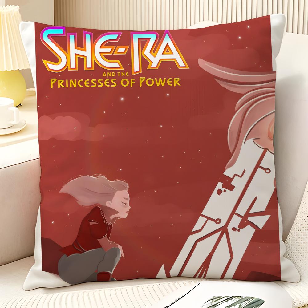 Cartoon S-She-Ra And The Princesses Of Powers Natural Linen Organic Fabric Double-Sided Printing Sofa Home Decor Pillow Case