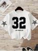 Summer fashion pure Polyester round neck short sleeved casual breathable fashion top printed with 32 cartoon numbers