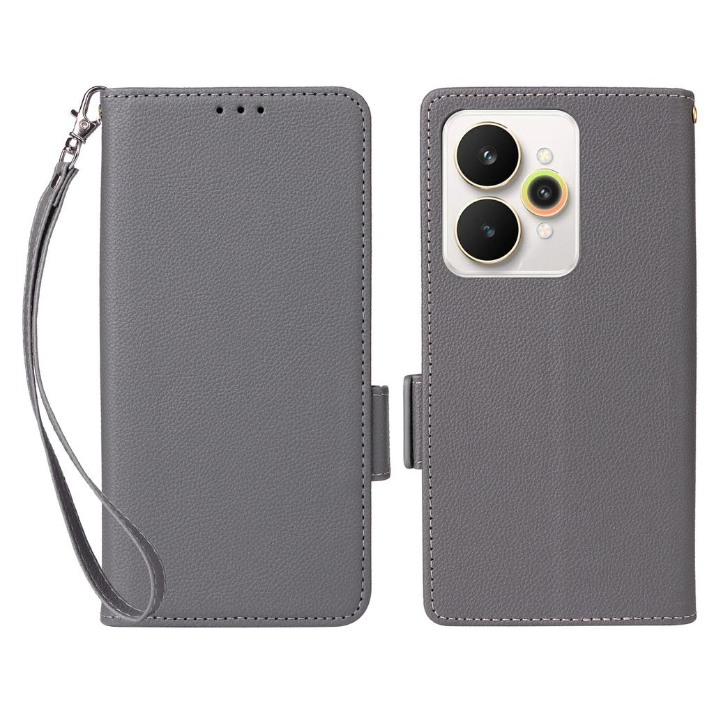 Für Realme 15 Pro 5G/15 5G Hülle mit Handschlaufe Litschi-Textur PU-Leder Brieftasche Handyhülle