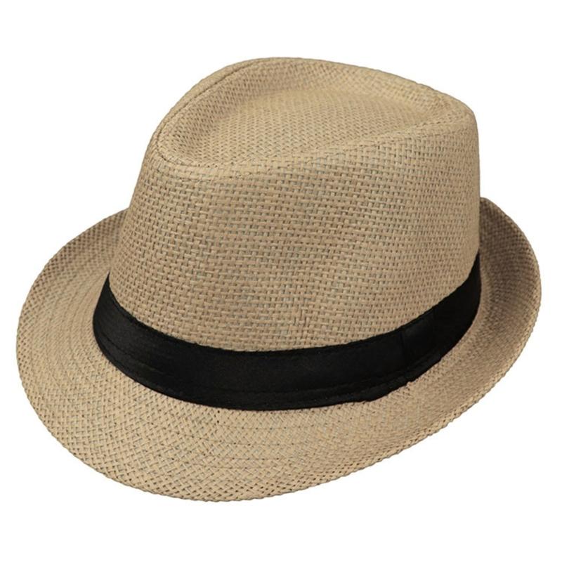 British Trilby Hat for Adult Outdoor Camping Fishing Straw Weaving Fedoras Hat