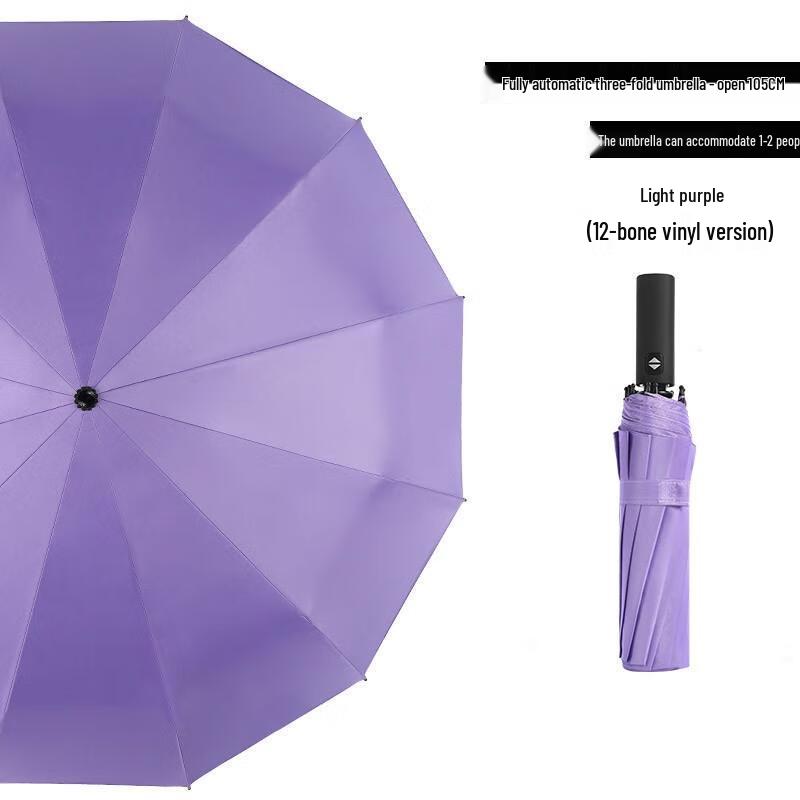 HANDUNYOU 12-Rib Automatic Black-Coated Double Umbrella