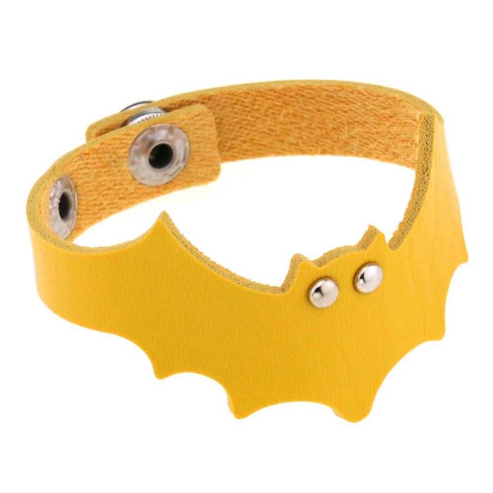 Punk Schwarze Fledermaus Pu-Leder Armband Für Damen Herren Hip Hop Armband Trend Retro Gothic Schmuck Tänzer Zubehör yellow