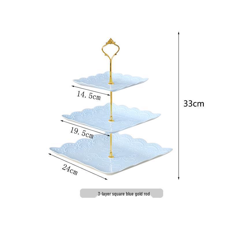 Trzypoziomowy europejski stojak na ciasto do popołudniowej herbaty - Kreatywna wielowarstwowa plastikowa taca na desery i talerz na owoce