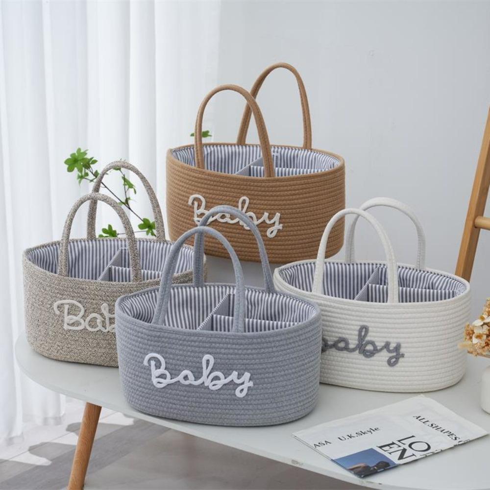 Large Capacity Storage Basket Cotton Rope Cosmetics Storage Baby Nappy Organiser  for Newborn