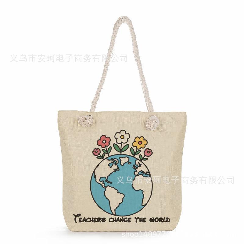 Fashion print thick rope single-shoulder beach bag 7362 KTB