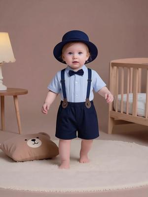 Baby Boy 1st Birthday Party Outfit - Summer Two-Piece Suit