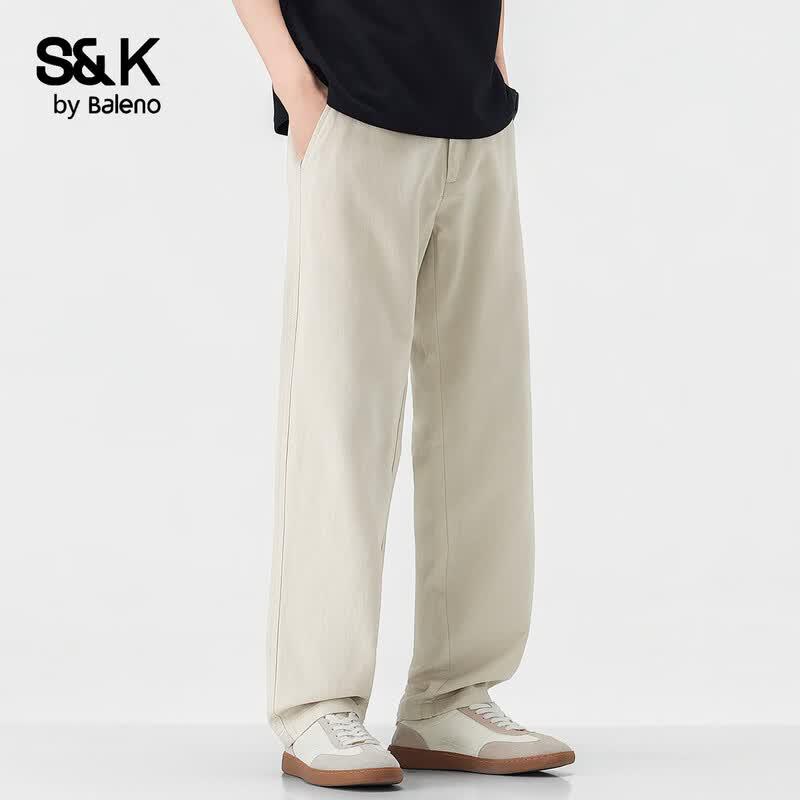 Baleno S&K Men's Summer Tencel Blend Casual Straight-Leg Pants