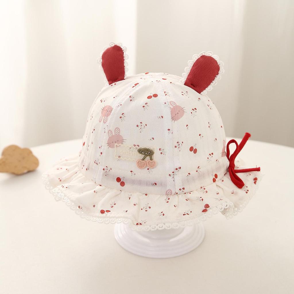 Baby Girls' Sun Protection Bow Bucket Hat - Spring/Summer Elastic Fisherman Style