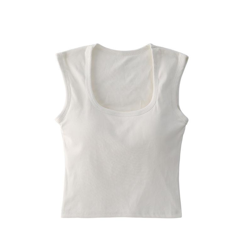 Cotton Vest for Women In Summer Wear Beautiful Back Bra with Chest Pads Integrated Wide Shoulder Strap Suspender Cover Pair Breasts Top