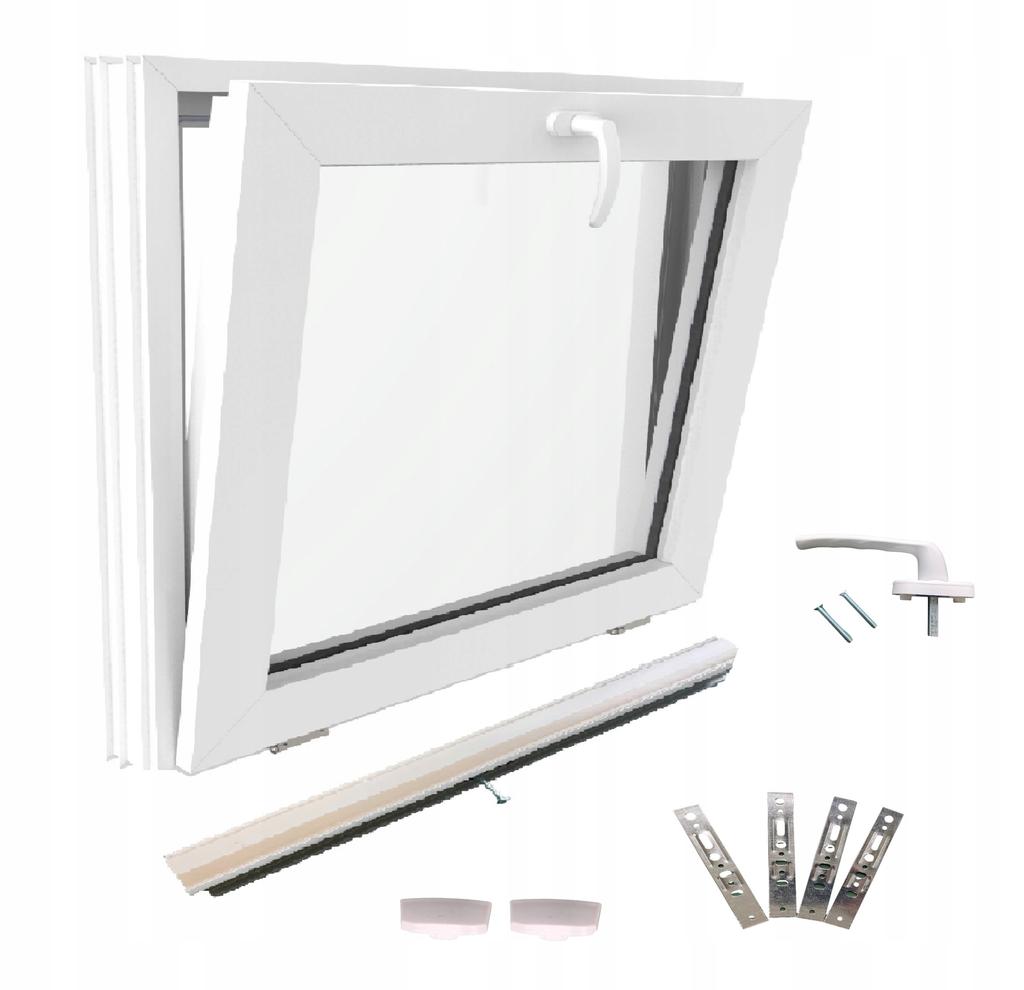 Ventana Blanca PVC Oscilobatiente 60X50 Nueva 600X500, Oscilante Desde Arriba Doble Acristalamiento